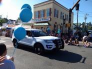 Haymarket Chief of Police leading the Haymarket Day Parade 2017