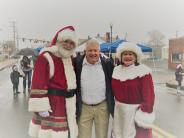 Mayor Leake with Santa and Mrs. Claus