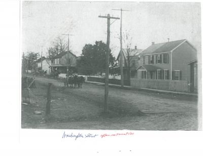 This photograph, taken around 1910 shows the building (at far right) that was later used as the Haymarket telephone exchange. 