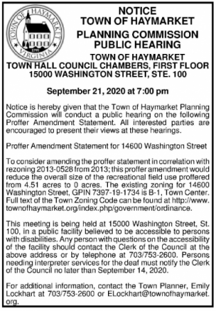 Public Hearing Newspaper Notice