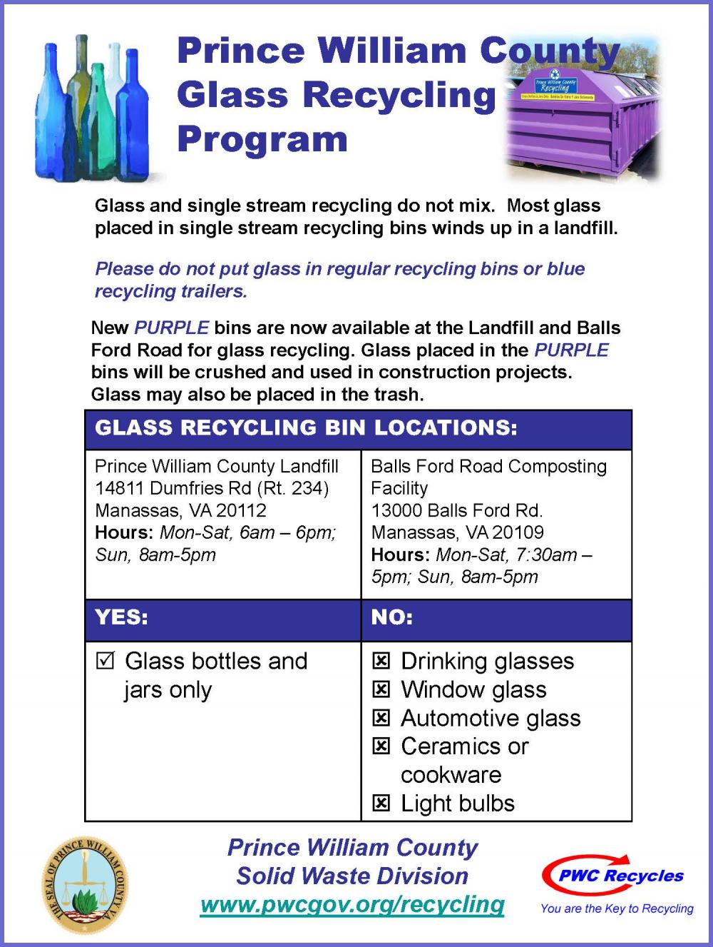 Prince William County Glass Recycling Program Town of Haymarket Virginia